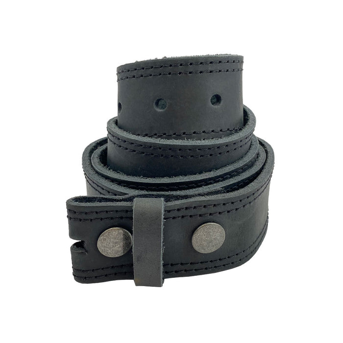 Men's Double Stitched Thick Leather Snap On Belt - Stockyard X 'The Leather Store'