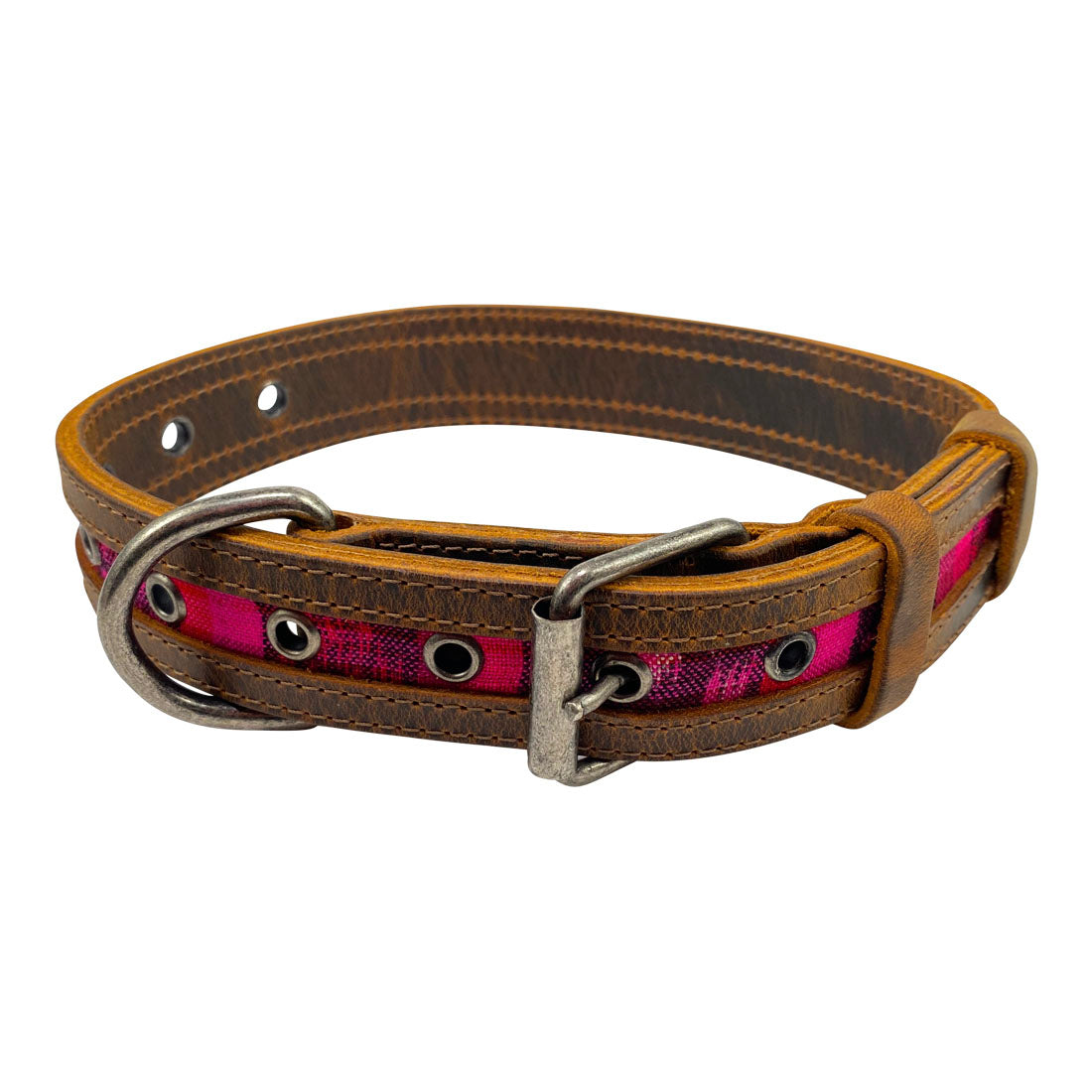 Pink Guatemalan Tipico Textile Dog Collar - Stockyard X 'The Leather Store'