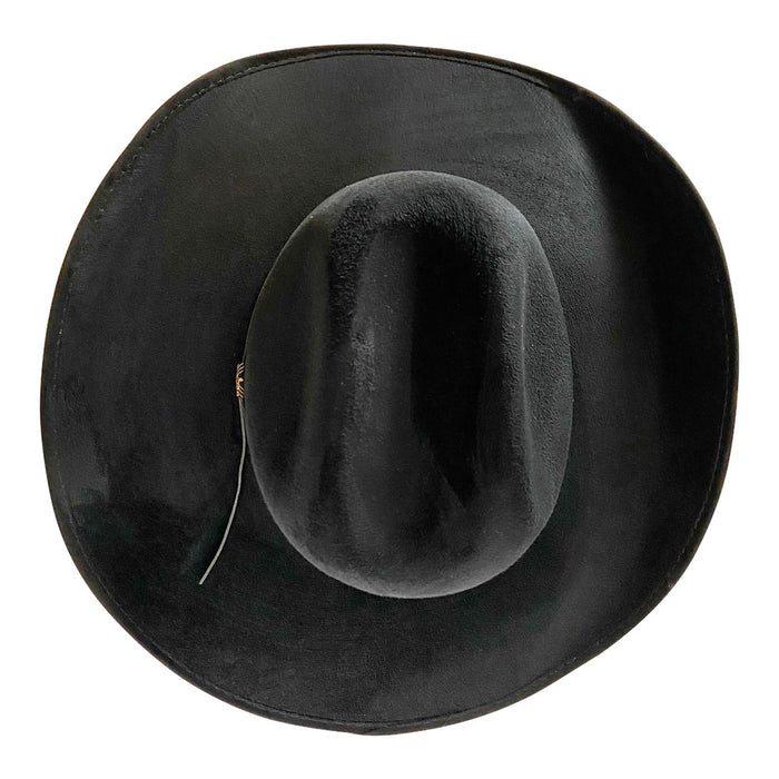 Wide Brim Cowboy Style Hat Handmade from 100% Oaxacan Suede - Burnt Black - Stockyard X 'The Leather Store'