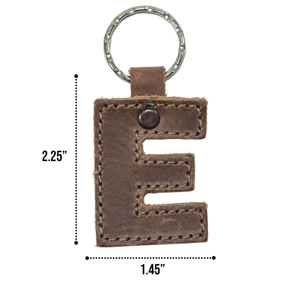 Stylish 'F' thick leather Alphabet Letter Keychain from Hide & Drink, ideal for personalizing your keys. Made with artisan quality in La Antigua Guatemala.