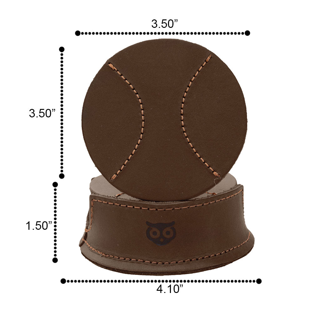 Thick Leather Baseball Coasters (6-Pack) - Stockyard X 'The Leather Store'