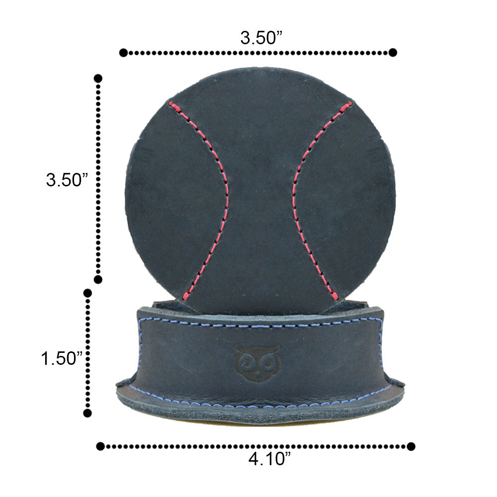 Thick Leather Baseball Coasters (6-Pack) - Stockyard X 'The Leather Store'