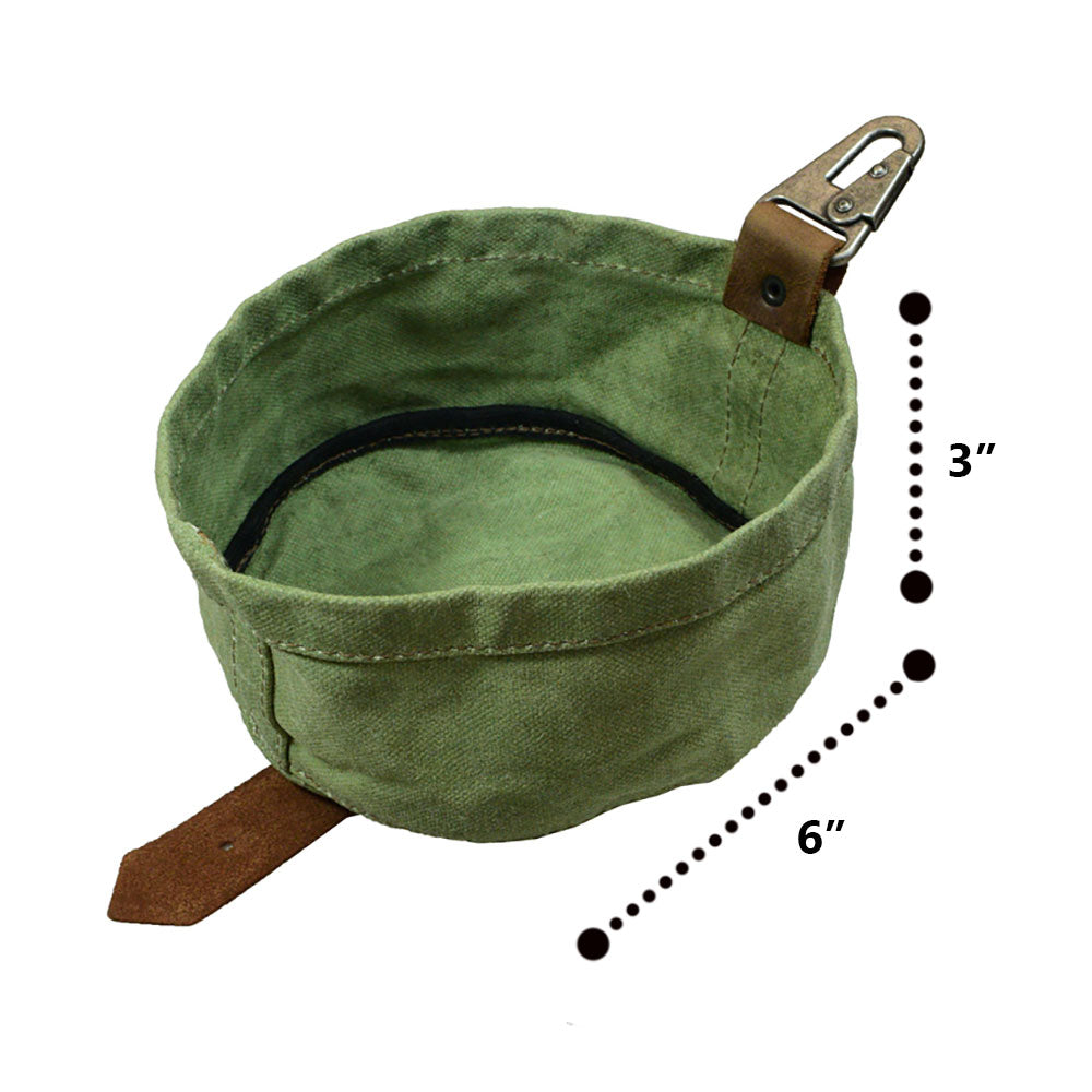 Waxed Canvas Travel Dog Bowl - Stockyard X 'The Leather Store'