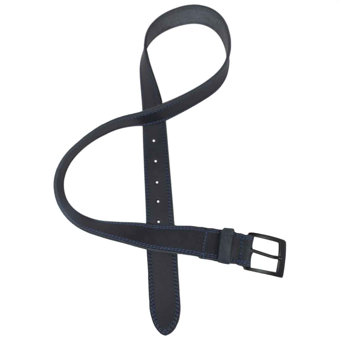 Two Row Stitch Leather Belt / Rustic Charcoal Buckle, 1.25" Wide - Stockyard X 'The Leather Store'