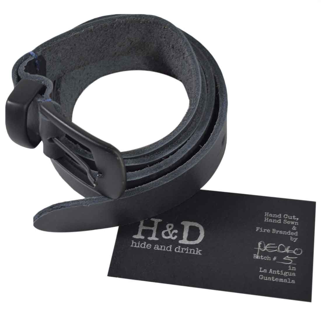 Rustic Leather Belt / Rustic Charcoal Buckle, 7/8" Wide - Stockyard X 'The Leather Store'