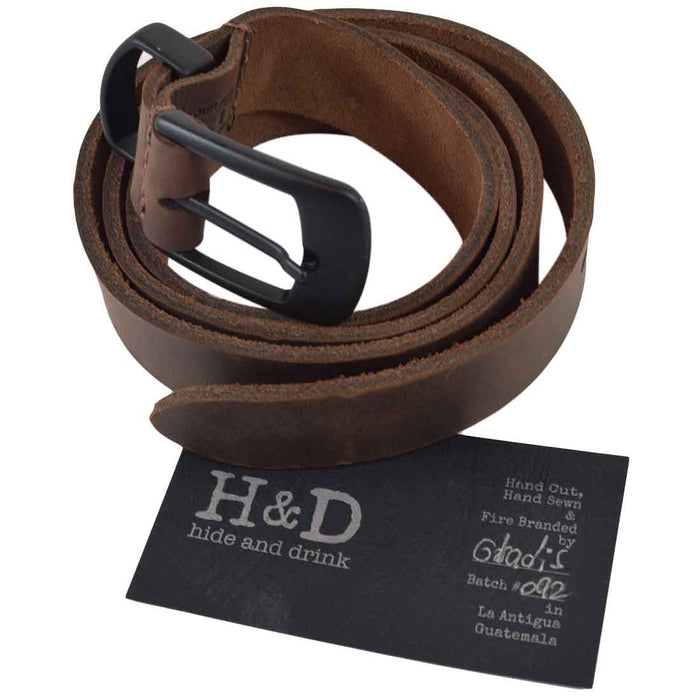 Rustic Leather Belt / Rustic Charcoal Buckle, 7/8" Wide - Stockyard X 'The Leather Store'