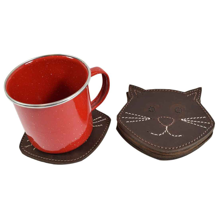 Whiskers Cat Coaster Set (6-Pack) - Stockyard X 'The Leather Store'