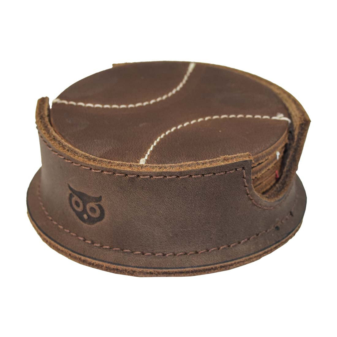Thick Leather Baseball Coasters (6-Pack) - Stockyard X 'The Leather Store'