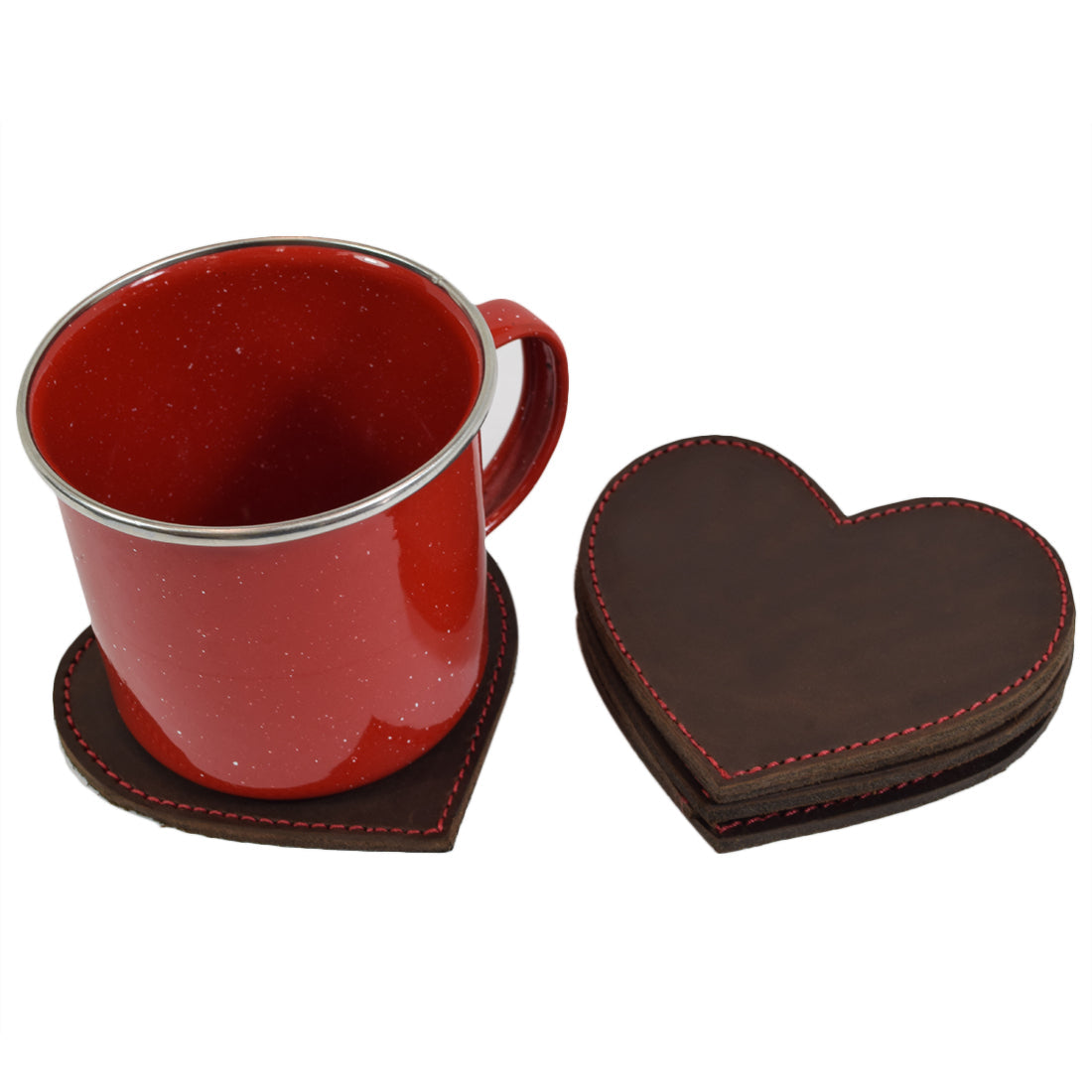 Love Coaster Set w/Stitch (6-Pack) - Stockyard X 'The Leather Store'