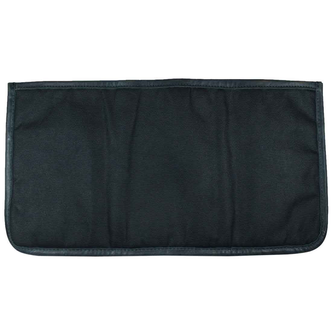 Back view of the durable Laptop Protector W/Organizer for Bag by Hide & Drink, showcasing its minimalist design made from Waxed Canvas. This practical Waxed Canvas Laptop Protector W/Storage Pockets acts as a Briefcase Organizer, highlighting Small Batch Production, Hand Cut, Hand Sewn, and Fire Branded craftsmanship from La Antigua Guatemala & Oaxaca Mexico.