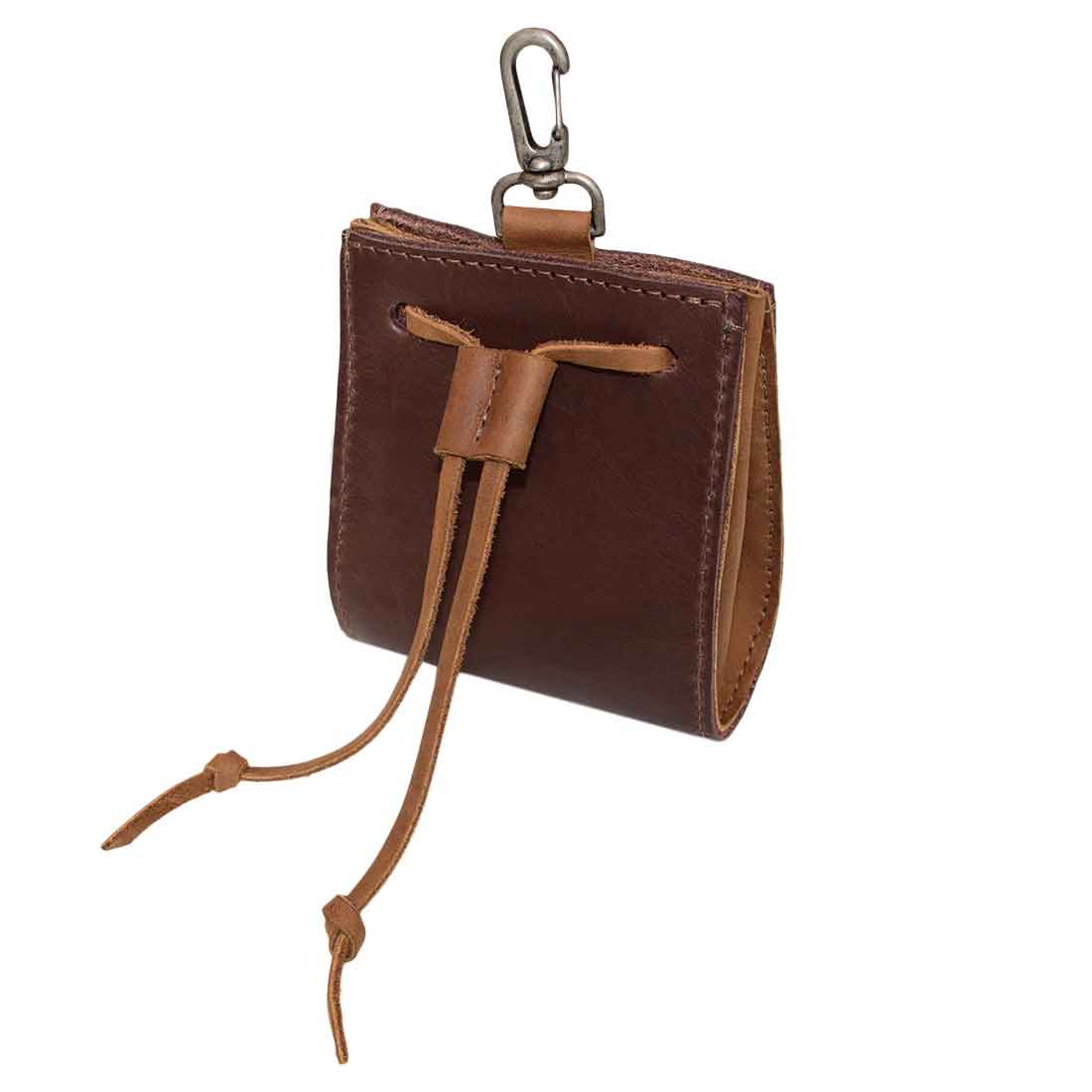 Hide & Drink Old Fashion Coin Case made from full grain leather, features a stylish design with a clip for easy attachment. This rustic wallet is perfect for storing cash and coins, ideal as a classic vintage accessory. Old Fashion Coin Case Wallet Cash Bag Pouch Classic Vintage Accessories, Full Grain Leather, StockyardX, Small Batch Production, Hand Cut, Hand Sewn, Fire Branded, Artisan, Handmade in La Antigua Guatemala & Oaxaca Mexico.