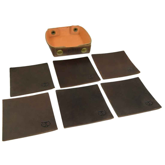 Owl Coaster Square Box Set (6-Pack) - Stockyard X 'The Leather Store'