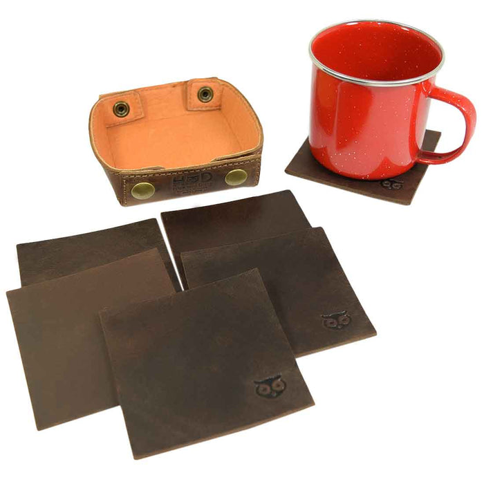Owl Coaster Square Box Set (6-Pack) - Stockyard X 'The Leather Store'