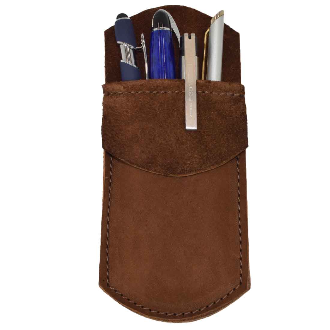 Lot Of 5 Midnight Black Suede Leather Pen Pouches – 5.75" X 1.5" – Sleeve/Holder