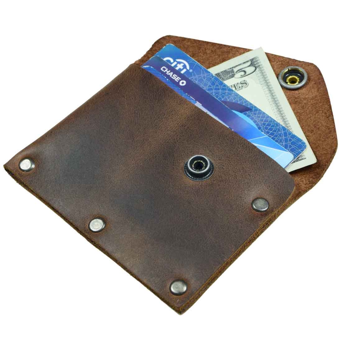 Riveted Card Holder with Snap - Stockyard X 'The Leather Store'