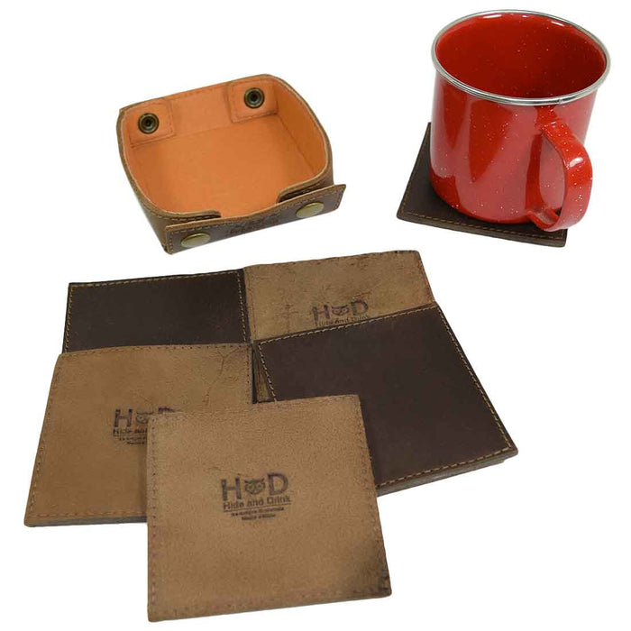 Classic Square Box Coasters Set (6-Pack) - Stockyard X 'The Leather Store'