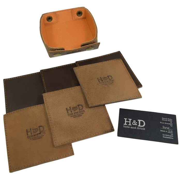Classic Square Box Coasters Set (6-Pack) - Stockyard X 'The Leather Store'